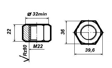 Чертёж гайки М22